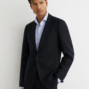 Reiss Kin Navy Single Breasted Linen Blazer Sports Coat Size 40